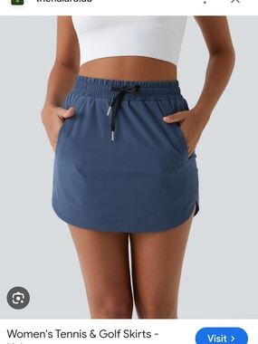 HALARA Slate Blue Athletic Skort with Drawstring Water Resistant Material